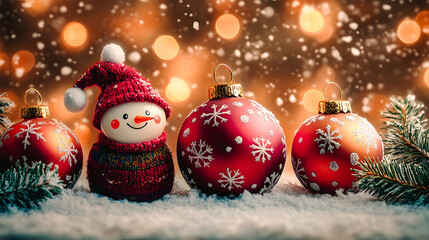 Obraz premium Décoration de Noël, bonhomme de neige