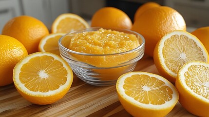Fototapeta premium Vibrant Citrus Mask with Fresh Oranges and Texture