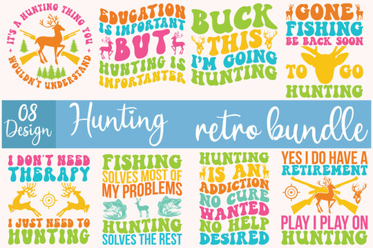 Hunting retro t shirt design bundle svg retro t shirt design
