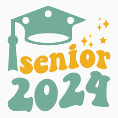 Senior 2024 svg retro t shirt design