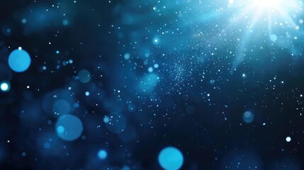 Fototapeta premium An elegant composition of deep blue tones interspersed with striking lens flare lights, creating a sophisticated abstract background ideal for branding or marketing materials.
