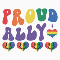 Proud ally svg retro t shirt design