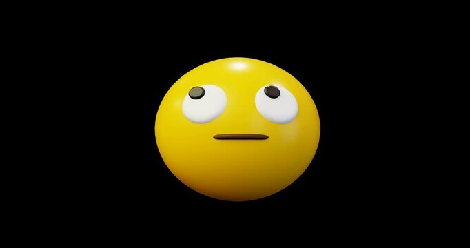 3d Emoticon Rolling Eyes Up Yellow Ball Emoticon Emoji or Smiley Looping Animation