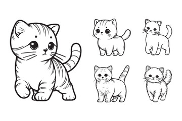 Illustration of a charming cat in a vertical stance as clipart