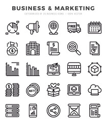 Business & Marketing Icons Pack Lineal Style. Vector illustration.