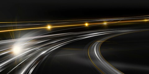 Sleek Illuminated Highways in Dynamic Motion at Night