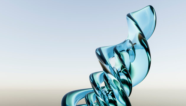 3D rendering of spiral glass pattern against gray background