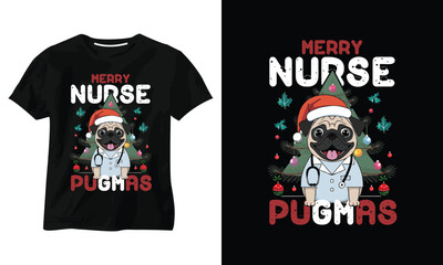 MERRY NURSE PUGMAS T-SHIRT DESIGN