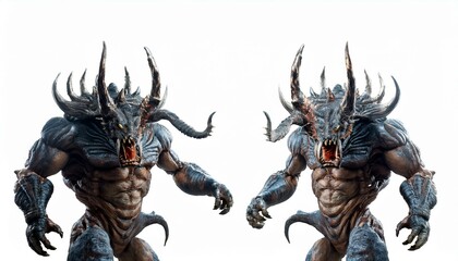 Scary hands of monsters on a white background, created with Generative AI technology.