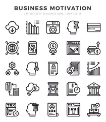 Business Motivation Icons Pack. Lineal icons set. Lineal icon collection set.