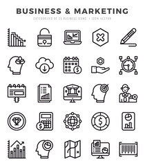 Vector Business & Marketing types icon set in Lineal style. vector illustration.