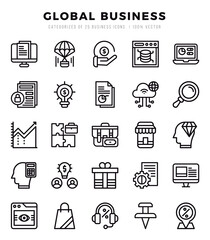 Global Business icons Pack. Lineal icons set. Global Business collection set.