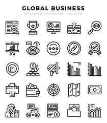 Global Business Icon Pack 25 Vector Symbols for Web Design.