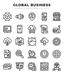 Set of Global Business icons. Vector Illustration.