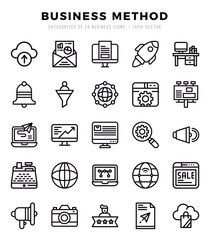Set of 25 Business Method Lineal Icons Pack.