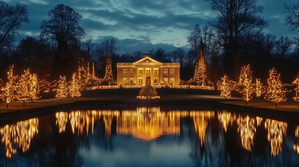 Fototapeta premium christmas season lights and decorations at daniel stowe gardens belmont ncac