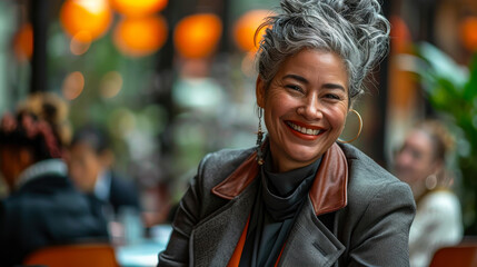 Senior Businesswoman with Disability Enjoying Team Building Workshop, Emphasizing Inclusive and Diverse Workplace Culture, Daytime Event, Candid Inclusivity Concept