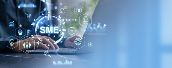 Business Technology Concept with Digital Interface and SME Focus.