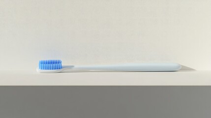 Simple Blue Toothbrush on Minimalist Background
