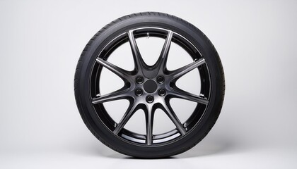 Obraz premium black car wheel isolated 