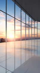 Fototapeta premium Sunrise view from modern building window