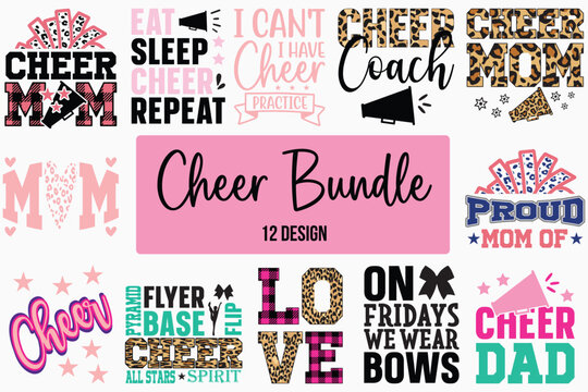 mom cheer svg bundle retro t shirt design