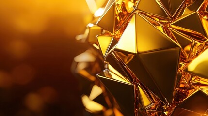 Golden Geometric Shapes with Shiny Reflections