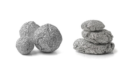 Aluminum Foil Ball Isolated, Wrinkled Aluminium Sphere, Crumpled Tin Material, Abstract Tinfoil Object