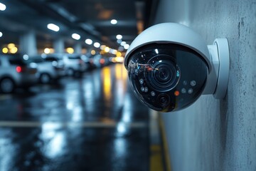 Obraz premium Security Camera in a Parking Garage