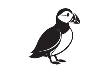 Puffin bird silhouette vector illustration, Puffin silhouette vector 