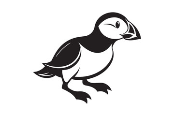 Puffin bird silhouette vector illustration, Puffin silhouette vector 