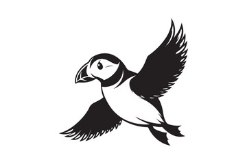 Obraz premium Puffin bird silhouette vector illustration, Puffin silhouette vector 