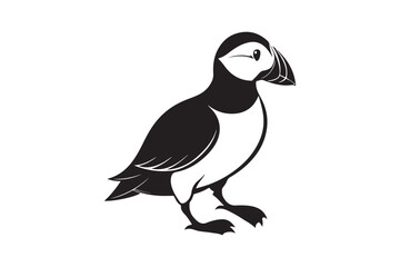 Puffin bird silhouette vector illustration, Puffin silhouette vector 