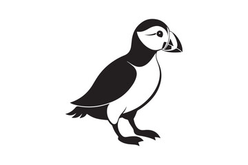 Puffin bird silhouette vector illustration, Puffin silhouette vector 