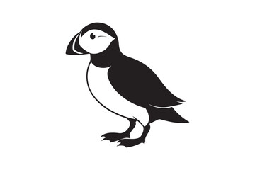 Puffin bird silhouette vector illustration, Puffin silhouette vector 