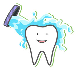 Teeth care and hygiene concept. Healthy happy teeth. Vector illustration