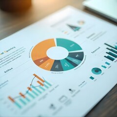 Fototapeta premium Modern Infographic Design of a Diversified Investment Portfolio with Visual Asset Class Breakdown: Stocks, Bonds, Real Estate, and Cryptocurrency