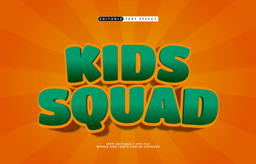 kids squad editable text effect with a kids and play text style