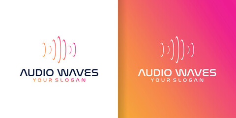 Sound wave equalizer logo template. Abstract audio music, pulse