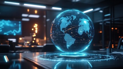 Global Network in futuristic Office