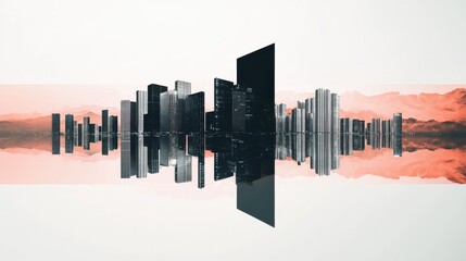 A futuristic cityscape in flux, with buildings shifting and adjusting, the ongoing and dynamic process of corporate restructuring and adapting to new environments