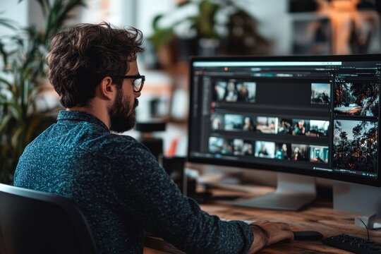 Designer Editing Photos On Computer, Generative AI