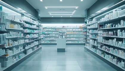 Organized and modern pharmacy showcases healthcare products for the community.