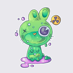 Radioactive jelly rabbit. Cartoon vector character. Trendy style. Vector illustration.