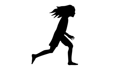 running child, black isolated silhouette
