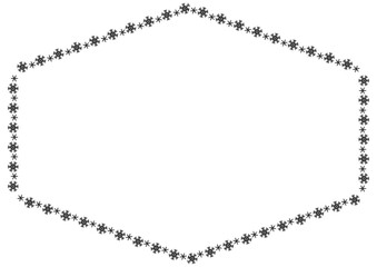 黒の雪の結晶の六角形フレーム