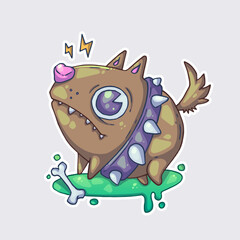Funny crazy dog. Cartoon vector character. Trendy style. Vector illustration.