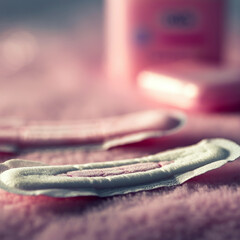 Feminine Pads in Focus with Blurred Background