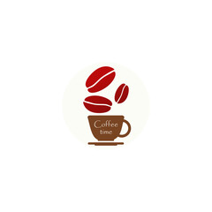 Coffee Logo. Coffee time icon isolated on transparent background