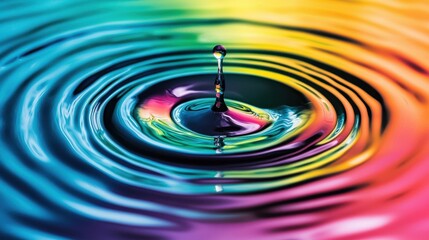 A rainbow-colored ripple effect starting from a single point, spreading outward to represent how inclusion can positively impact everyone in society